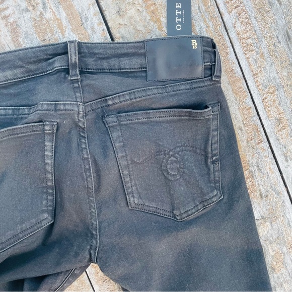 R13 OTTE Skinny Italian Straight Black Country Crop Jeans - Picture 7 of 16